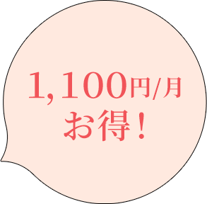 1,100円/月 お得！